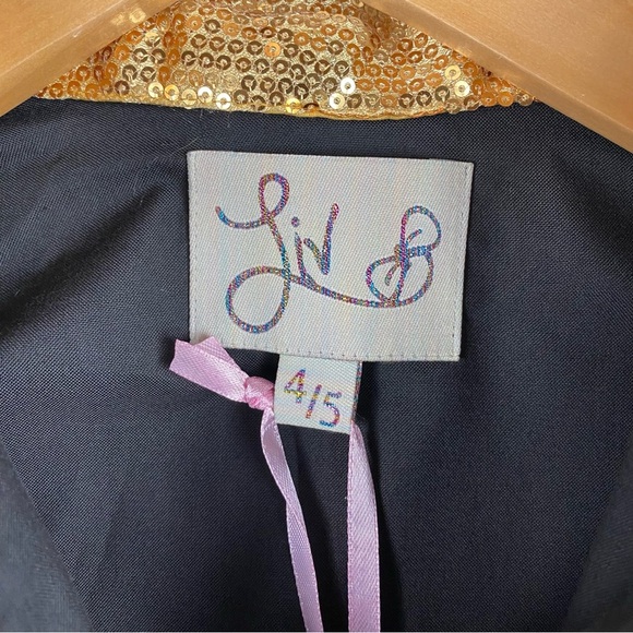 NWT Liv Kids Sequin Button Down Long Sleeve Shirt in Black‎ Size 4/5 - Picture 5 of 10